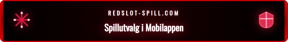 Et skjermbilde fra Redslot-appen som viser et rutenett med populære spilleautomater og live casino-spill.