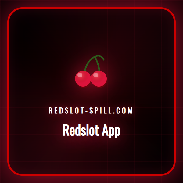 En person holder en smarttelefon som viser Redslot App-logoen, med et bakteppe av casinospill.