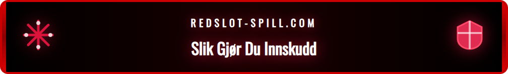 Skjermbilde som viser innskuddssiden på Redslot casino med Bitcoin som valgt betalingsmetode for norske spillere.