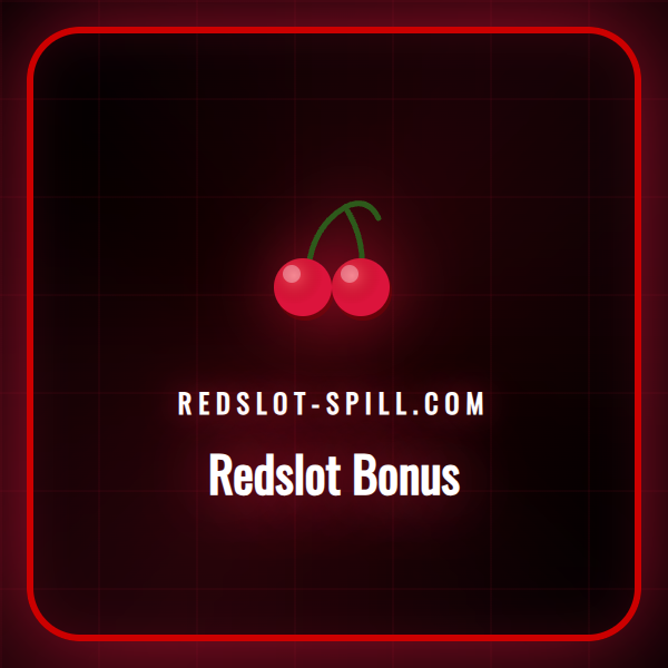 En illustrasjon som viser Redslot-logoen omgitt av skinnende gullmynter og bonussymboler for norske spillere.