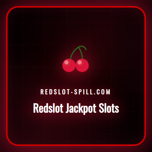 En spennende visuell fremstilling av Redslot jackpot spill med logo og blinkende lys.