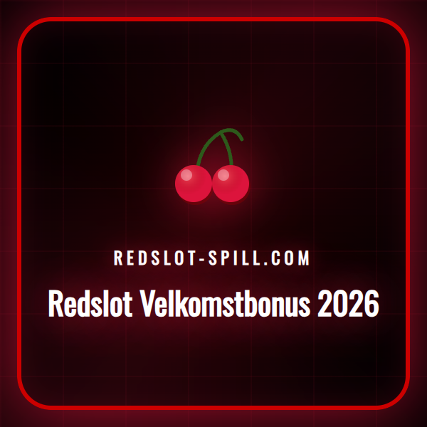 En illustrasjon som viser Redslot casinos logo med bonustilbudet for 2026 for norske spillere.
