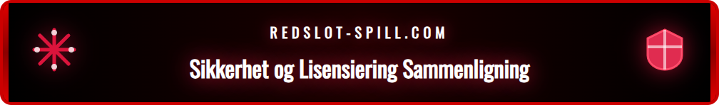 Illustrasjon som viser sikkerhetssymboler som SSL-kryptering og lisenslogoer fra MGA og Curaçao.